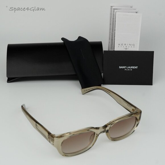 BRAND NEW Saint Laurent SL642 005 Yellow Brown Gradient Cat Eye Unisex Sunglasse - Picture 4 of 10